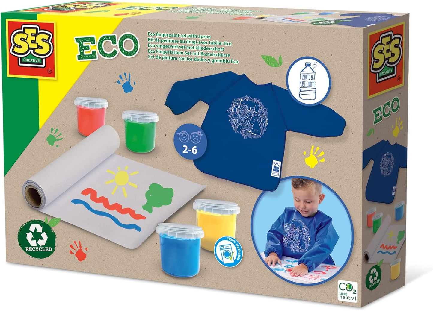 SES Eco Fingerfarben Set mit Bastelschürze 24924