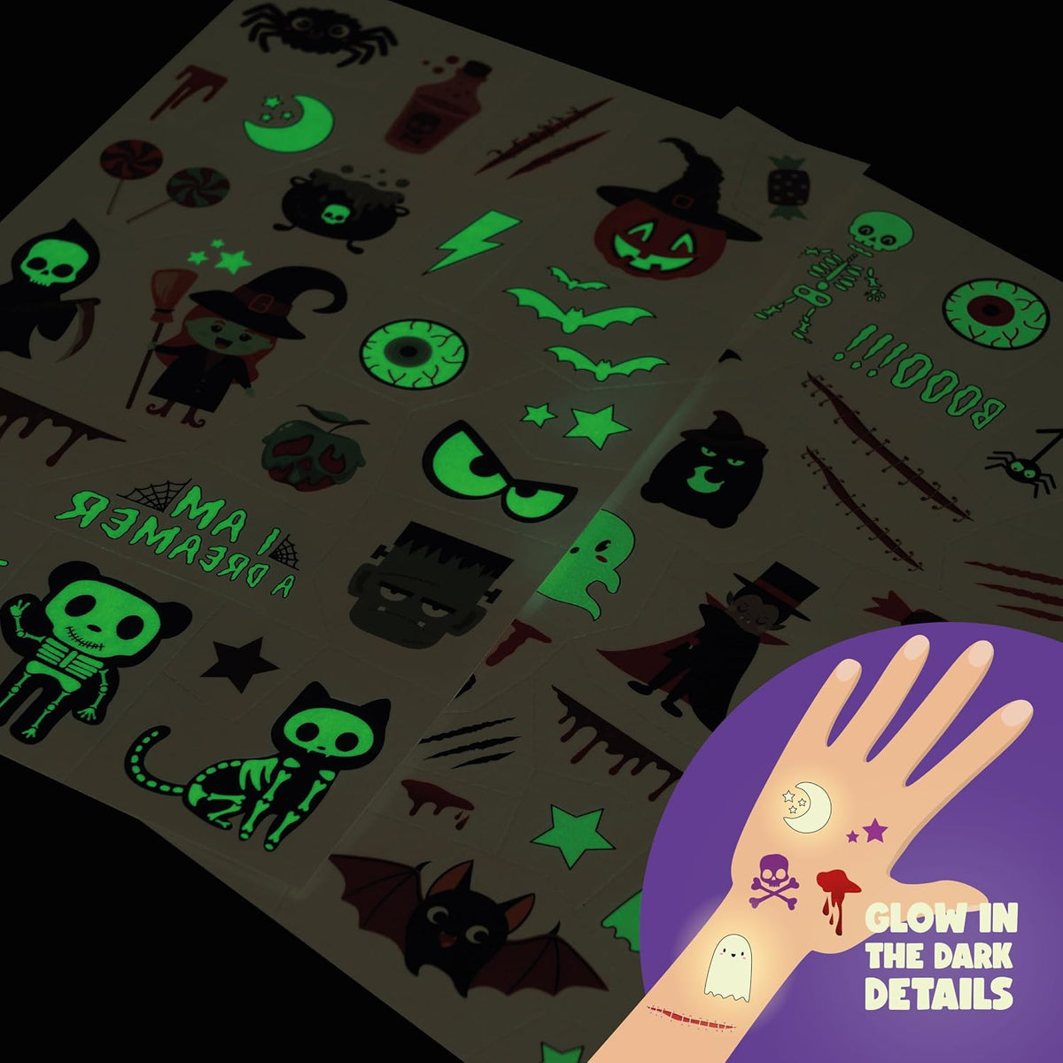 Legami Abziehtattoos Halloween, 2 Bögen, über 50 Tattoos