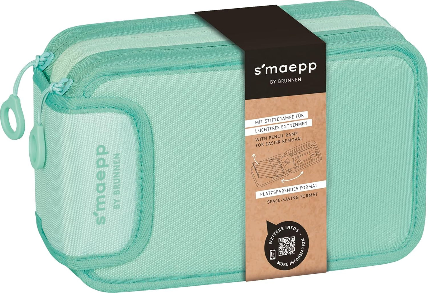 Brunnen Federmäppchen 3 RV gefüllt Mint 27 Stifte