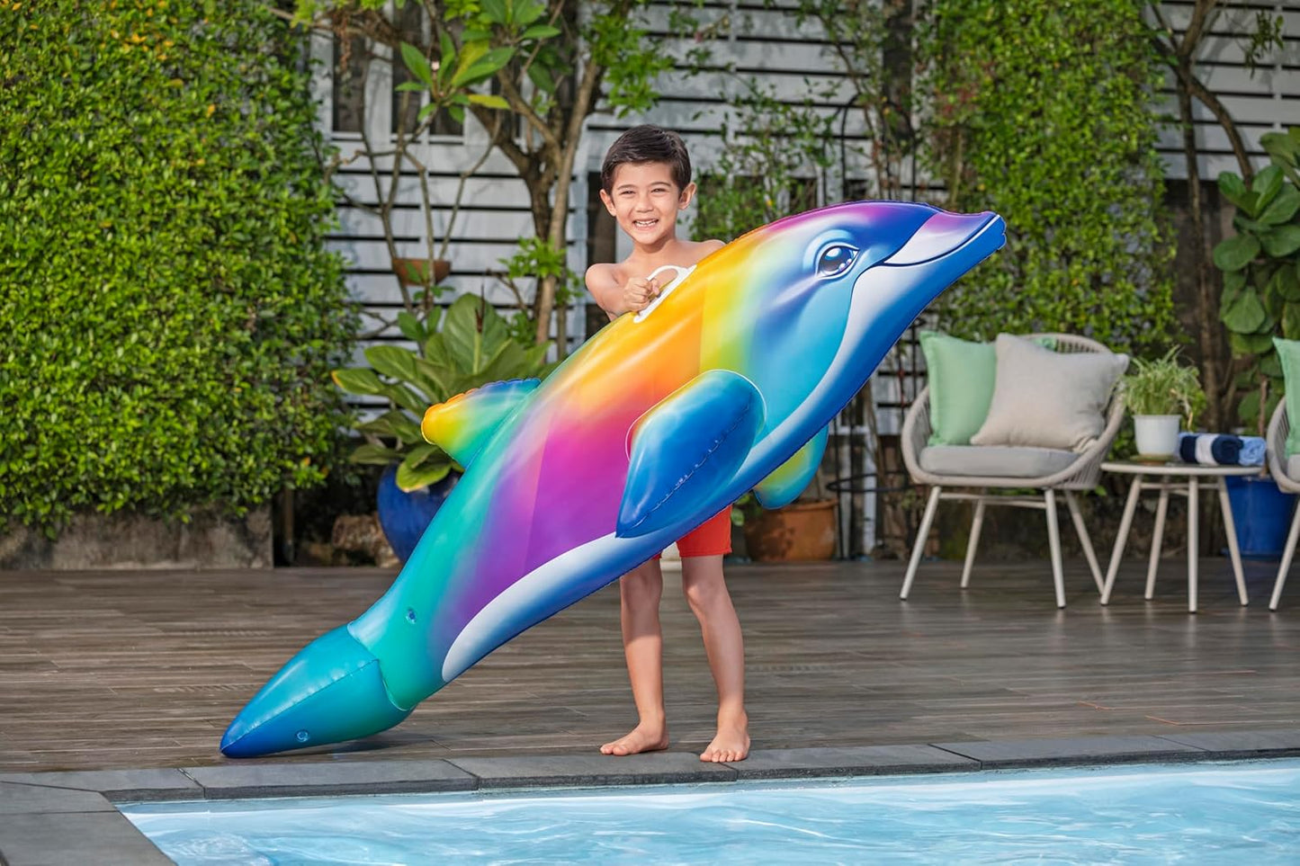 Bestway Schwimmtier Regenbogendelfin 173×84 cm ab 3 J.