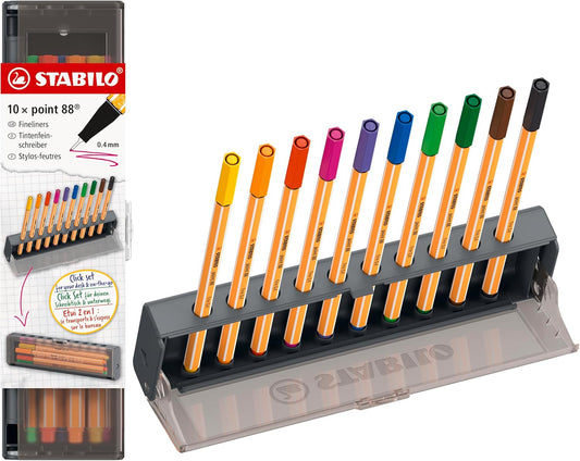 STABILO point 88 Klick-Set 10er Fineliner mehrfarbig