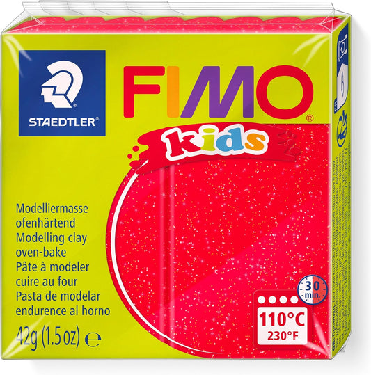 FIMO kids Modelliermasse rot glitter 42g - weich & kreativ