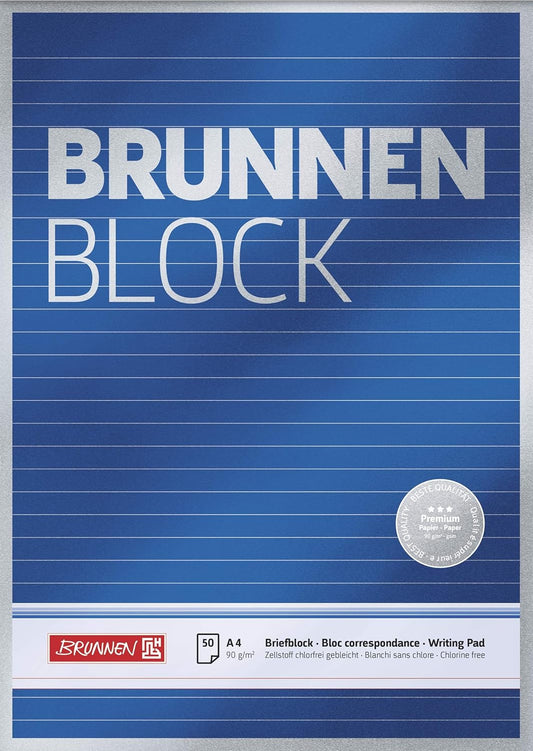 BRUNNEN Premium Briefblock A4 - 90g Qualitätspapier für perfekte Schreiberlebnisse