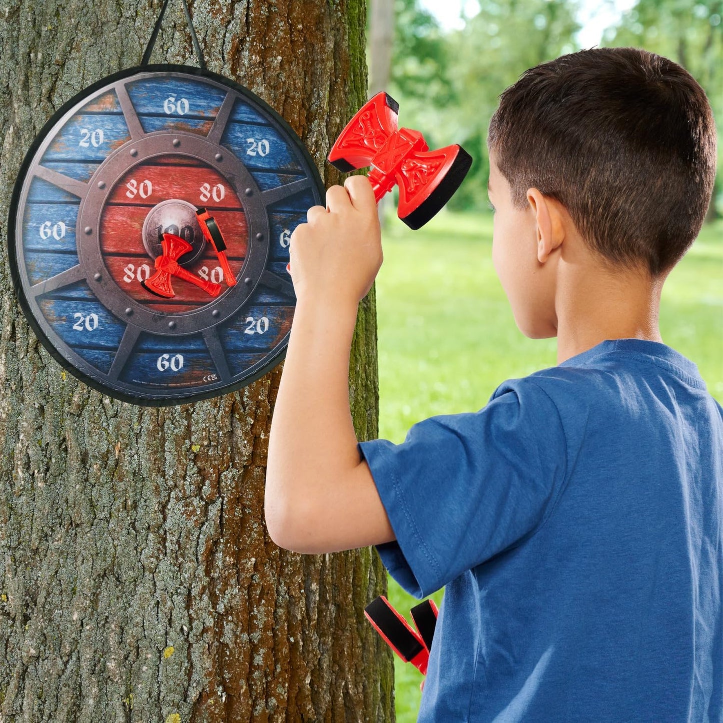 Simba Wikinger Dart 3 Äxte 15 cm & Zielscheibe Ø65 cm