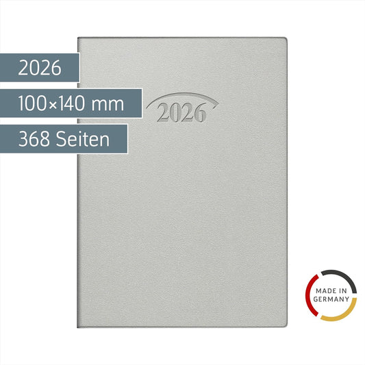 Taschenkalender 736 - 10x14cm - 1 Tag/Seite - Kunststoff silber 2026