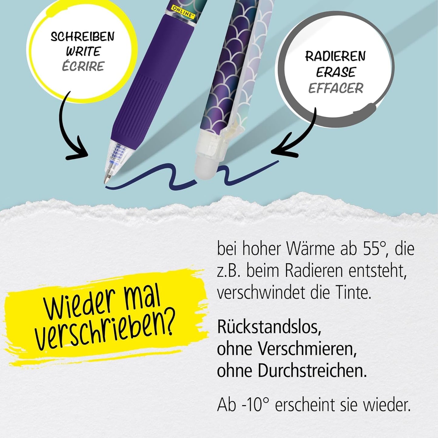 ONLINE magiXX Tintenroller radierbar Camouflage blau medium