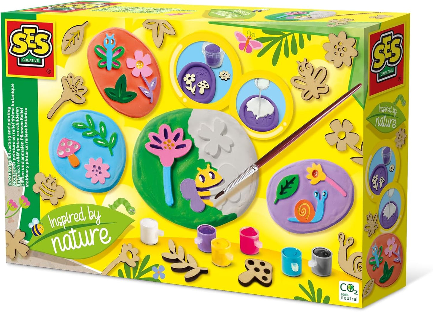 SES Creative Pflanzenrelief-Set – Gießen & Anmalen – Kreatives Naturerlebnis für Kinder