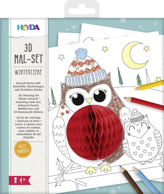 3D Malset Wintertiere - Kreatives Ausmalen mit Buntstiften