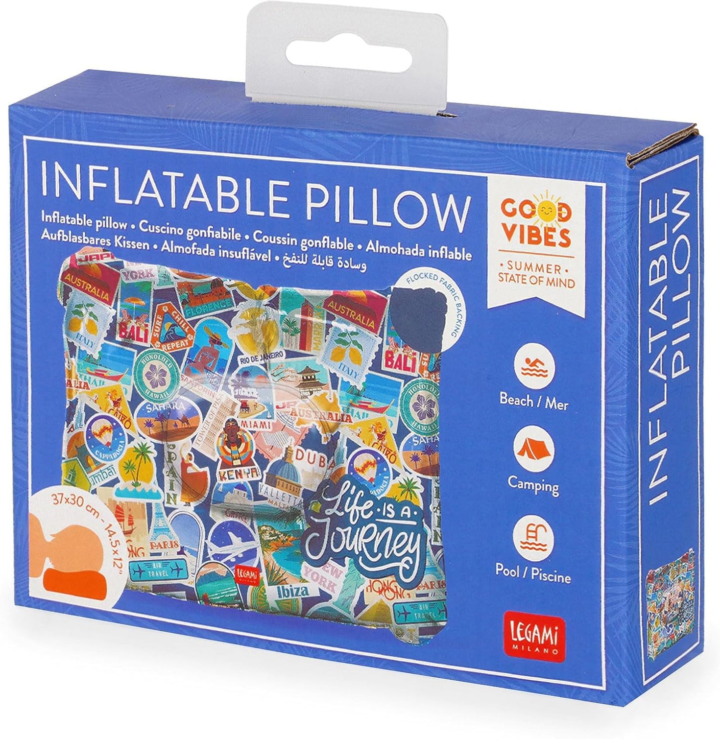 LEGAMI Aufblasbares Kissen Travel Stickers Ø40 cm