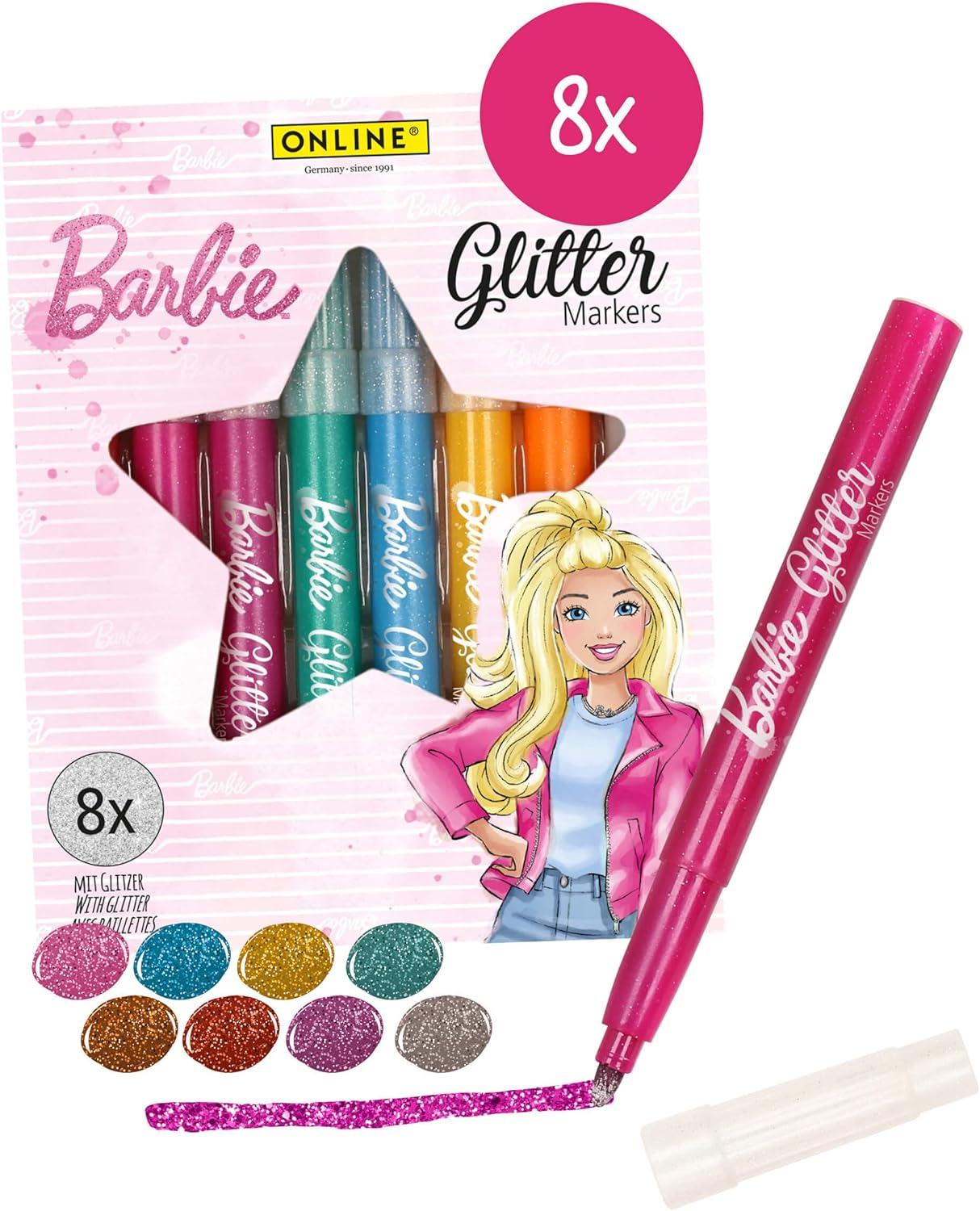 Barbie Glitzermarker Set 8 Farben