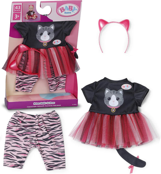 BABY born Katzen-Outfit schwarz/rot 43cm – Zapf Creation