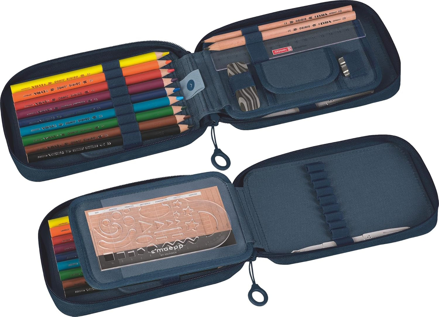 Brunnen Federmäppchen 1 RV gefüllt Denim 9 Buntstifte