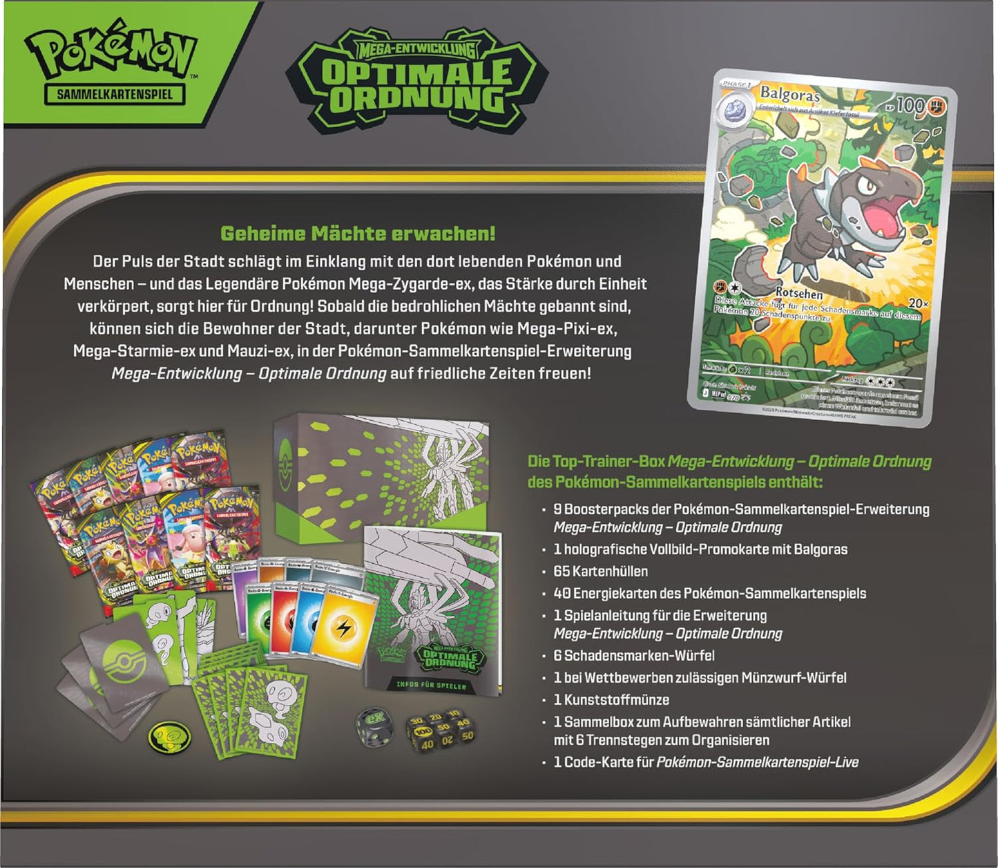 Pokémon ME03 Top-Trainer-Box Optimale Ordnung 9 Boosterpacks