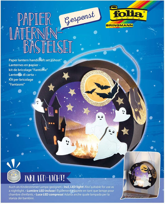 Gespenster-Laterne Bastelset mit LED-Licht - Komplettset für Sankt Martin & Halloween