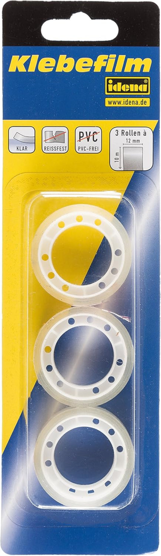 Idena Klebefilm transparent reißfest PVC-frei 1,2 cm x 10 m 3er