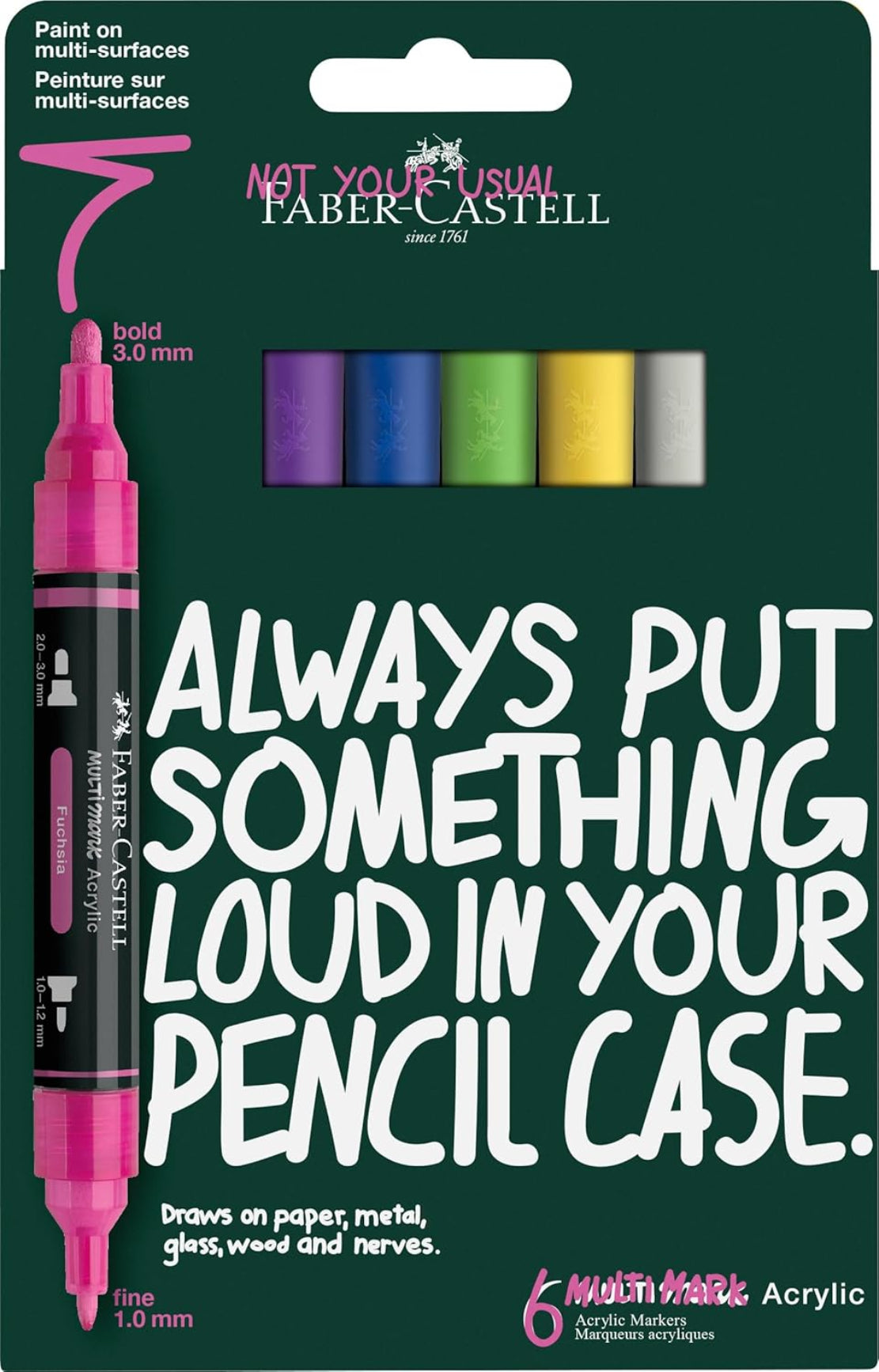 Faber-Castell 186009 Multimark Acrylic Marker 6er Vibrant