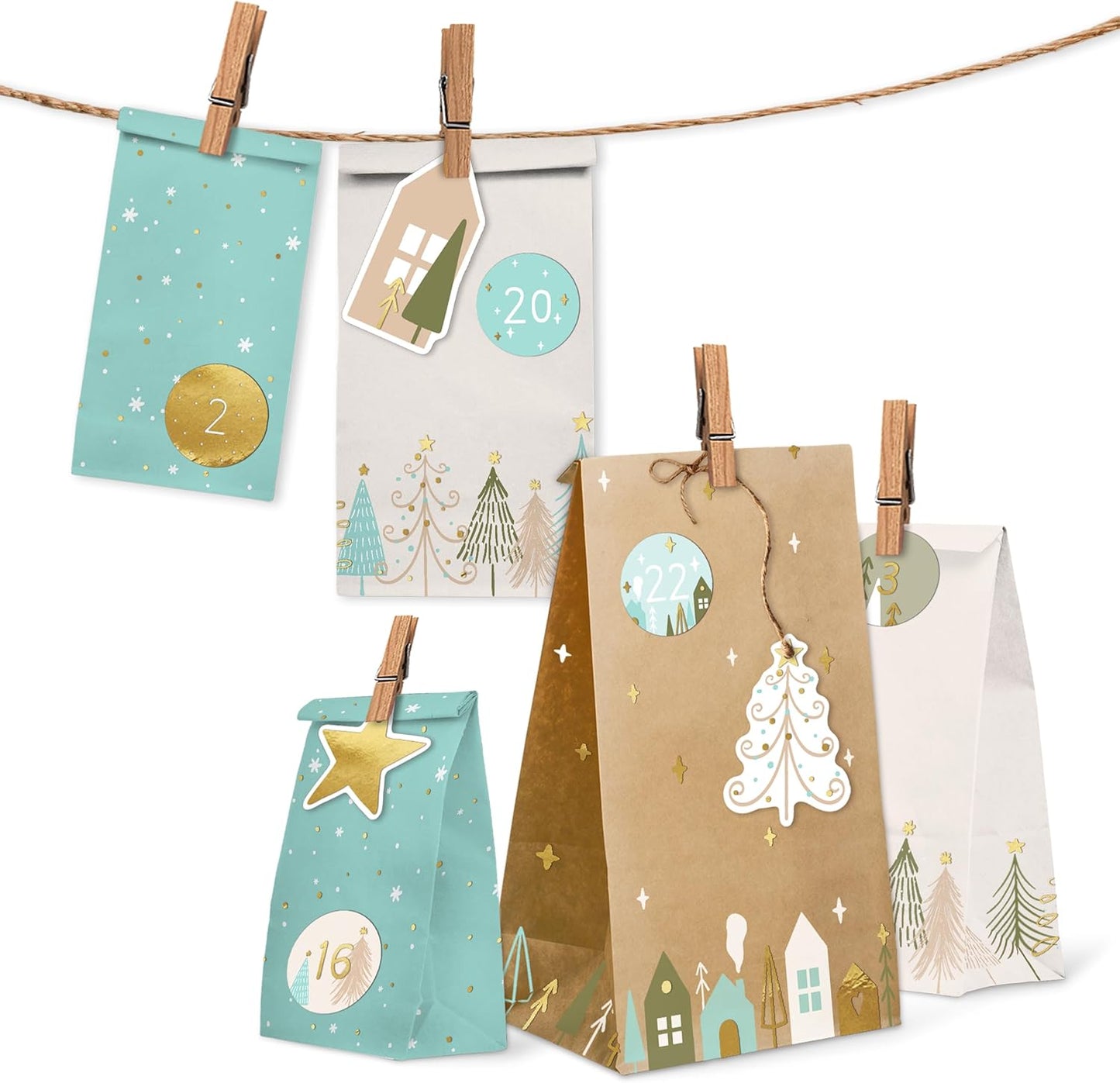 Adventskalender Sweet Home DIY Set 24 Tüten FSC® Kraftpapier