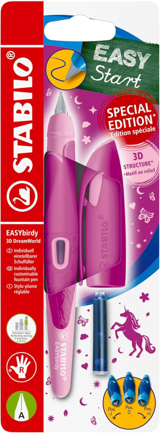 STABILO EASYbirdy 3D DreamWorld Füller Pink – Rechtshänder A