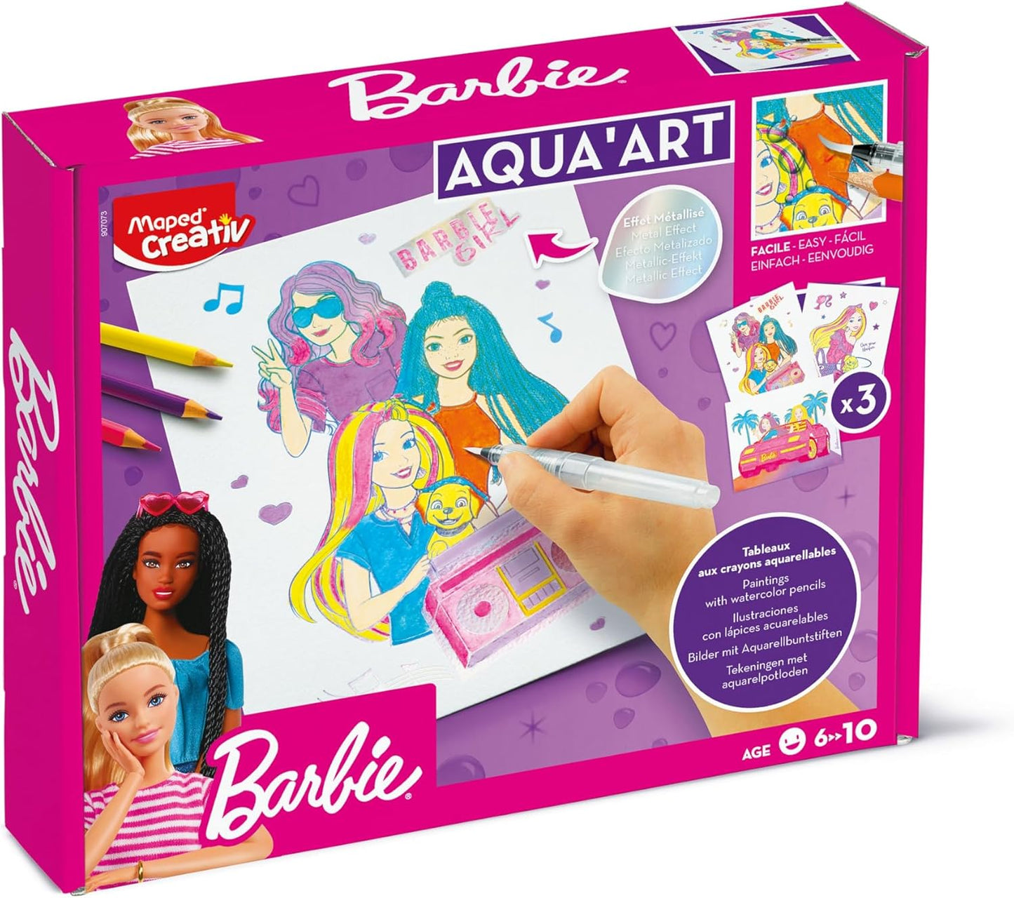 Barbie Aqua'Art Ausmal-Set von Maped - 3 Poster ab 7 Jahren