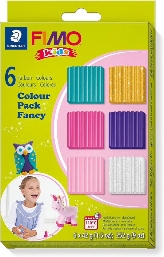 FIMO Kids Modelliermasse Set 6x42g Glitter & Pastell