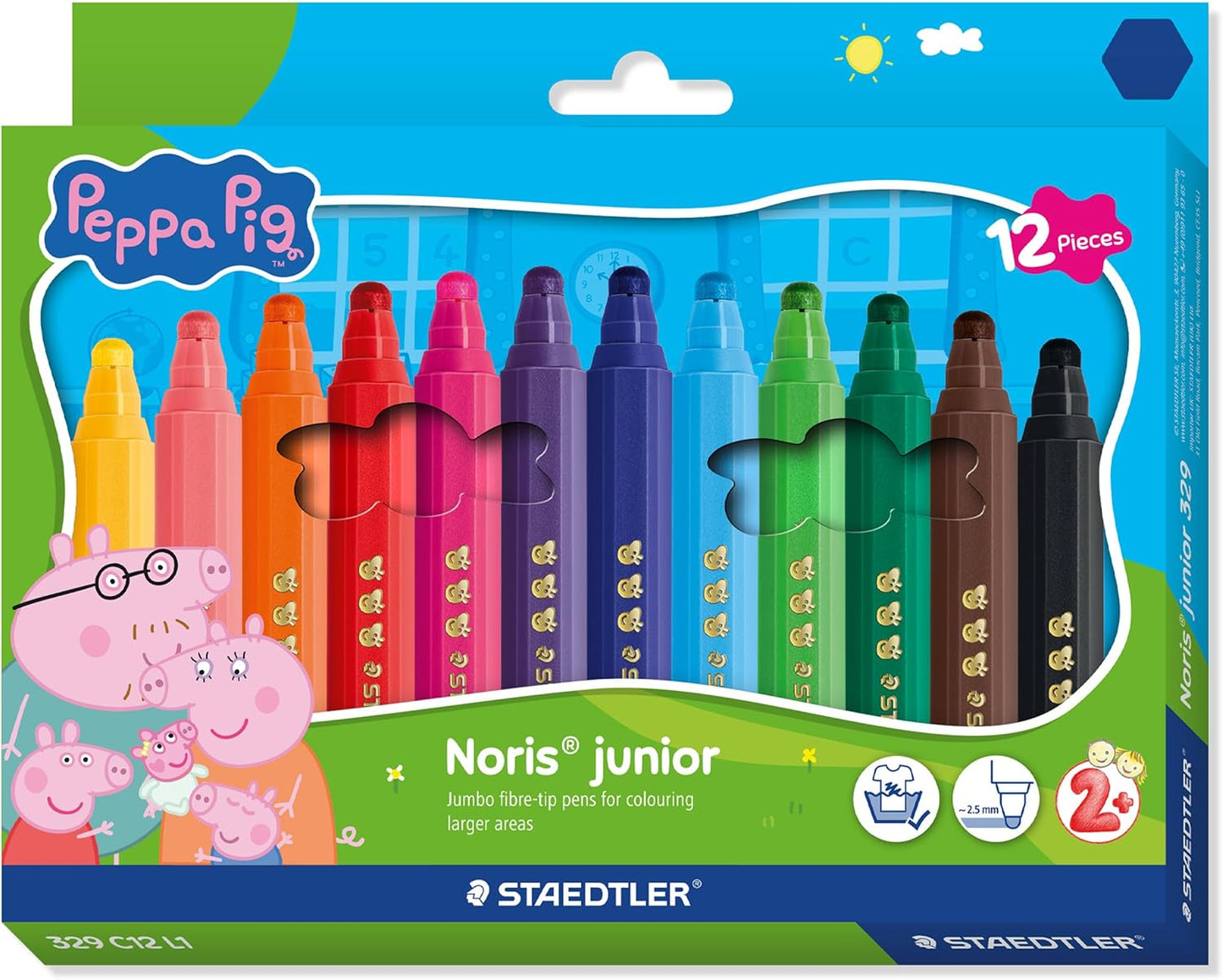 STAEDTLER Fasermaler Noris junior Peppa Wutz – 12 Farben
