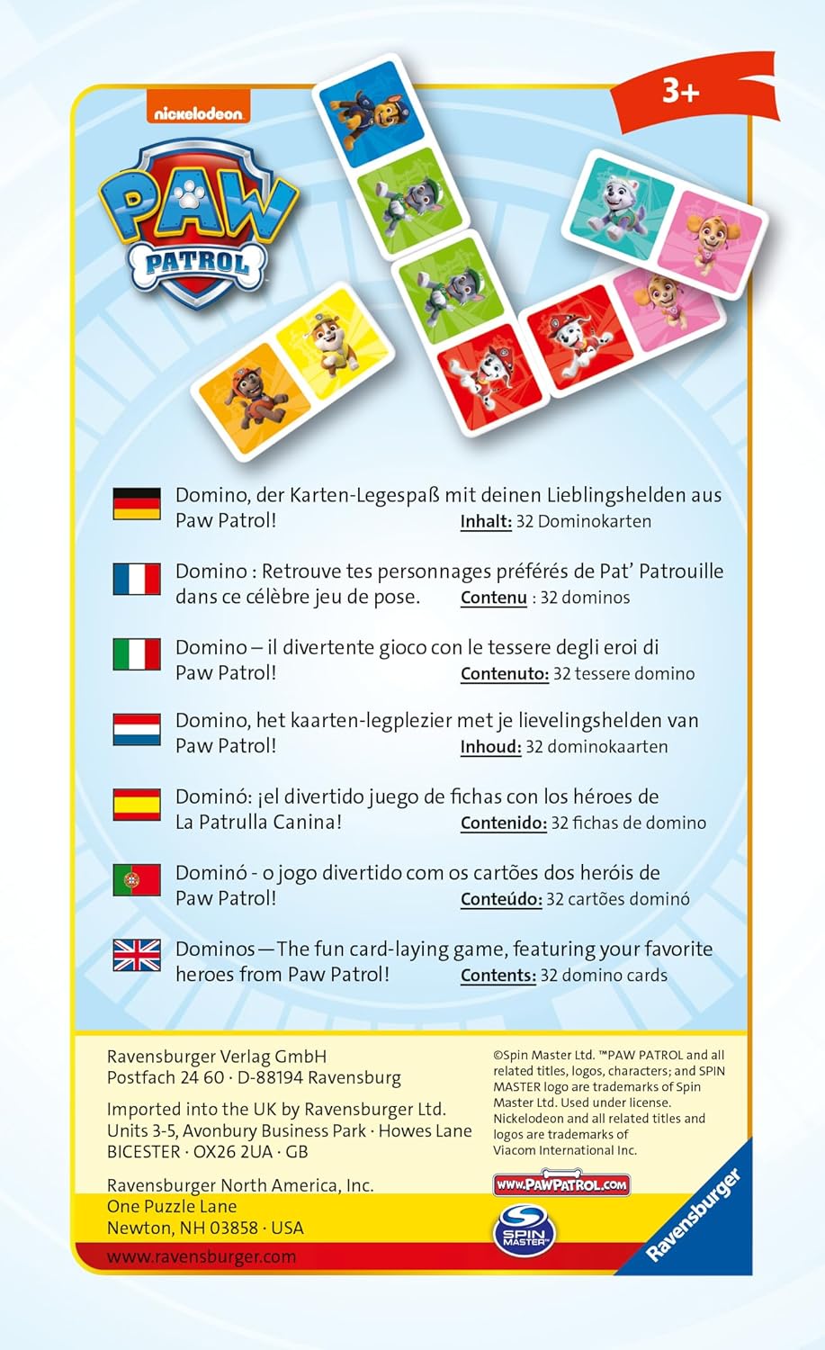 Ravensburger Paw Patrol Domino – 32 Karten ab 3 Jahren