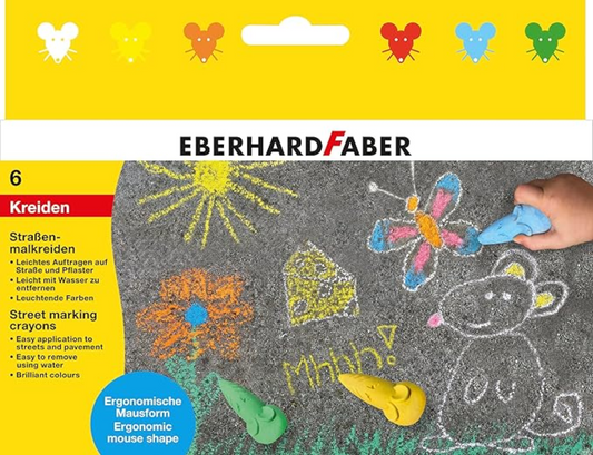 Straßenkreide Set Maus Design - 6 Farben für Kinder ab 3 Jahren