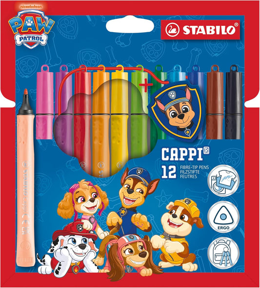 STABILO Cappi PAW Patrol – 12 Filzstifte mit Chase-Anhänger
