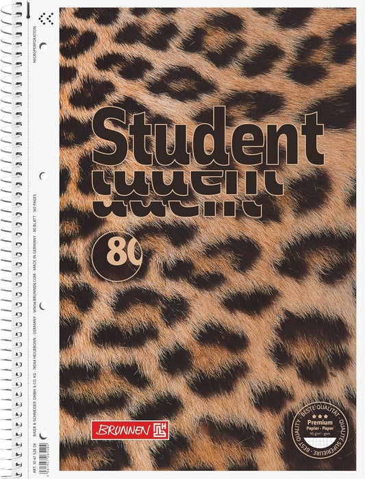 BRUNNEN Premium Collegeblock A4 - Kariert mit Spiralbindung & Beflocktem Cover