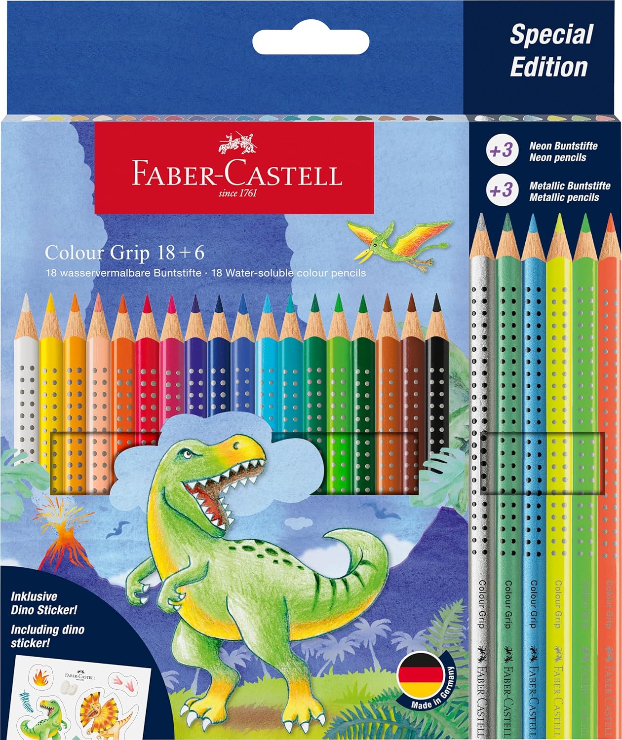 Faber-Castell Colour Grip Buntstifte Dino 18+6