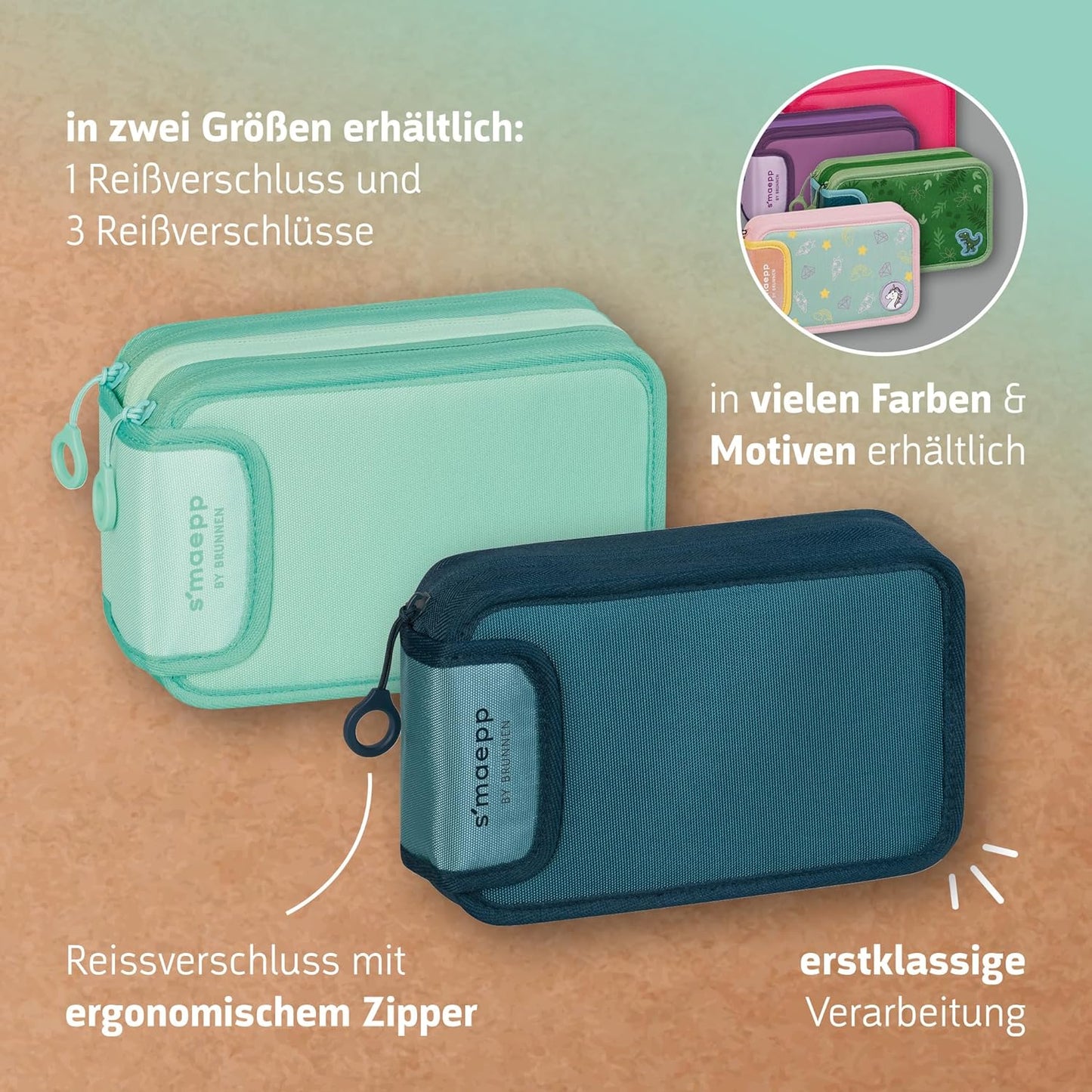 Brunnen Federmäppchen 3 RV gefüllt Lila 27 Stifte