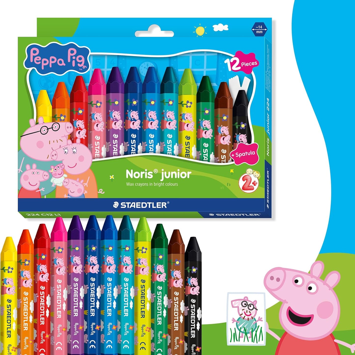 STAEDTLER Wachsmalkreide Peppa Wutz – 12 Farben im Etui