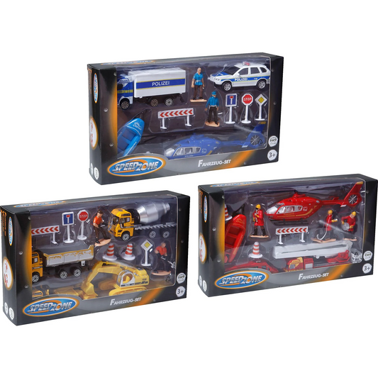Speedzone Spielset Servicefahrzeuge 1:43 & 1:60, 3-fach sort.