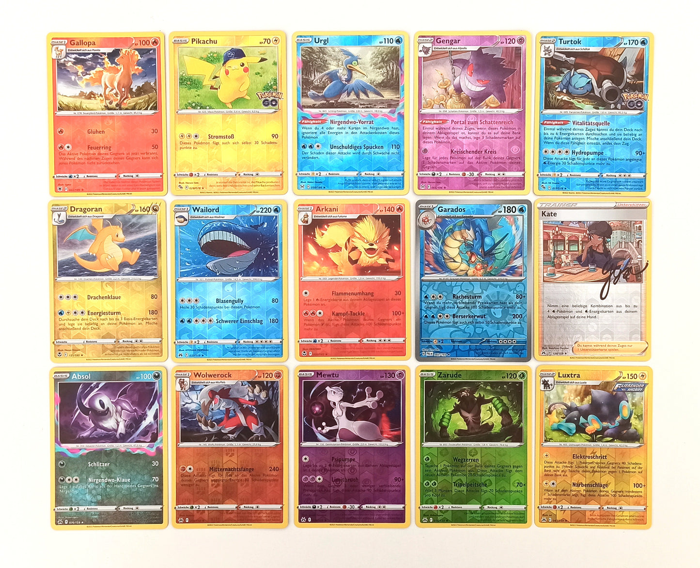 15 seltene Reverse-HOLO * Stern Pokémon-Karten REVERSE-HOLO-RARE - Deutsch - Sortiert und zufällig gemischt
