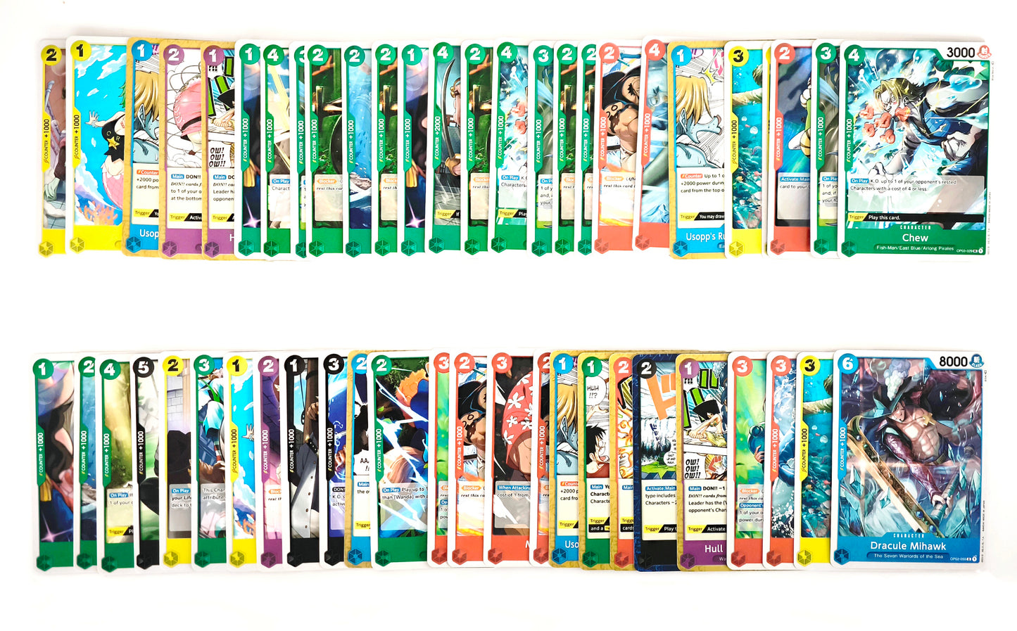 50 One Piece Card Game Karten - Englisch - zufällig Sortiert und gemischt