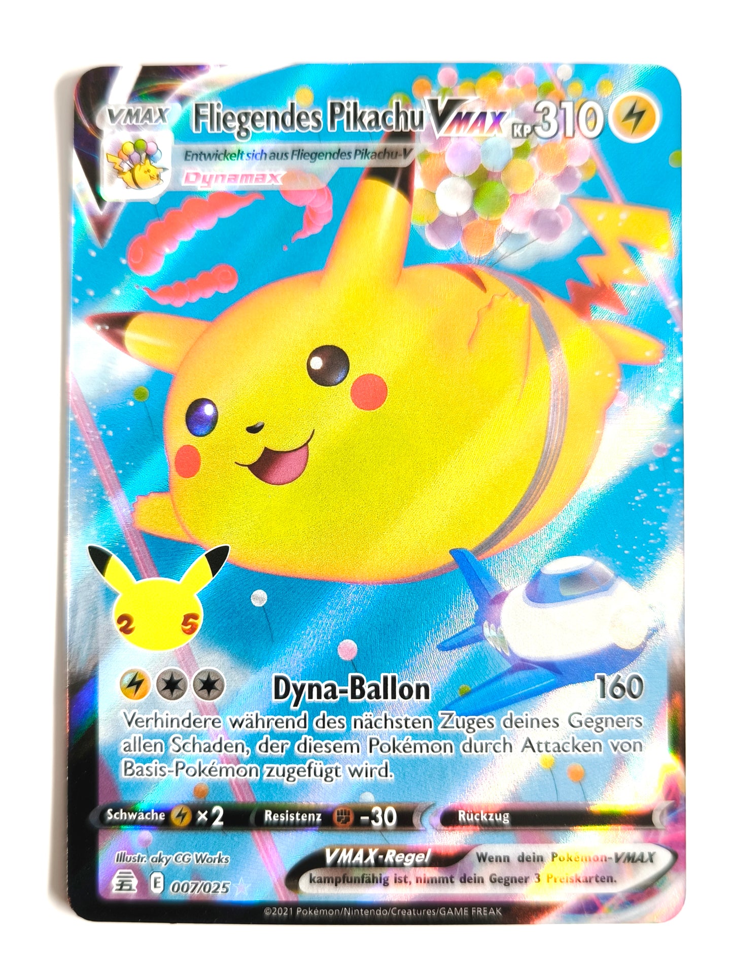 Pokemon Karte 25th Jubiläum ULTRA RARE - Pikachu Vmax E07/25