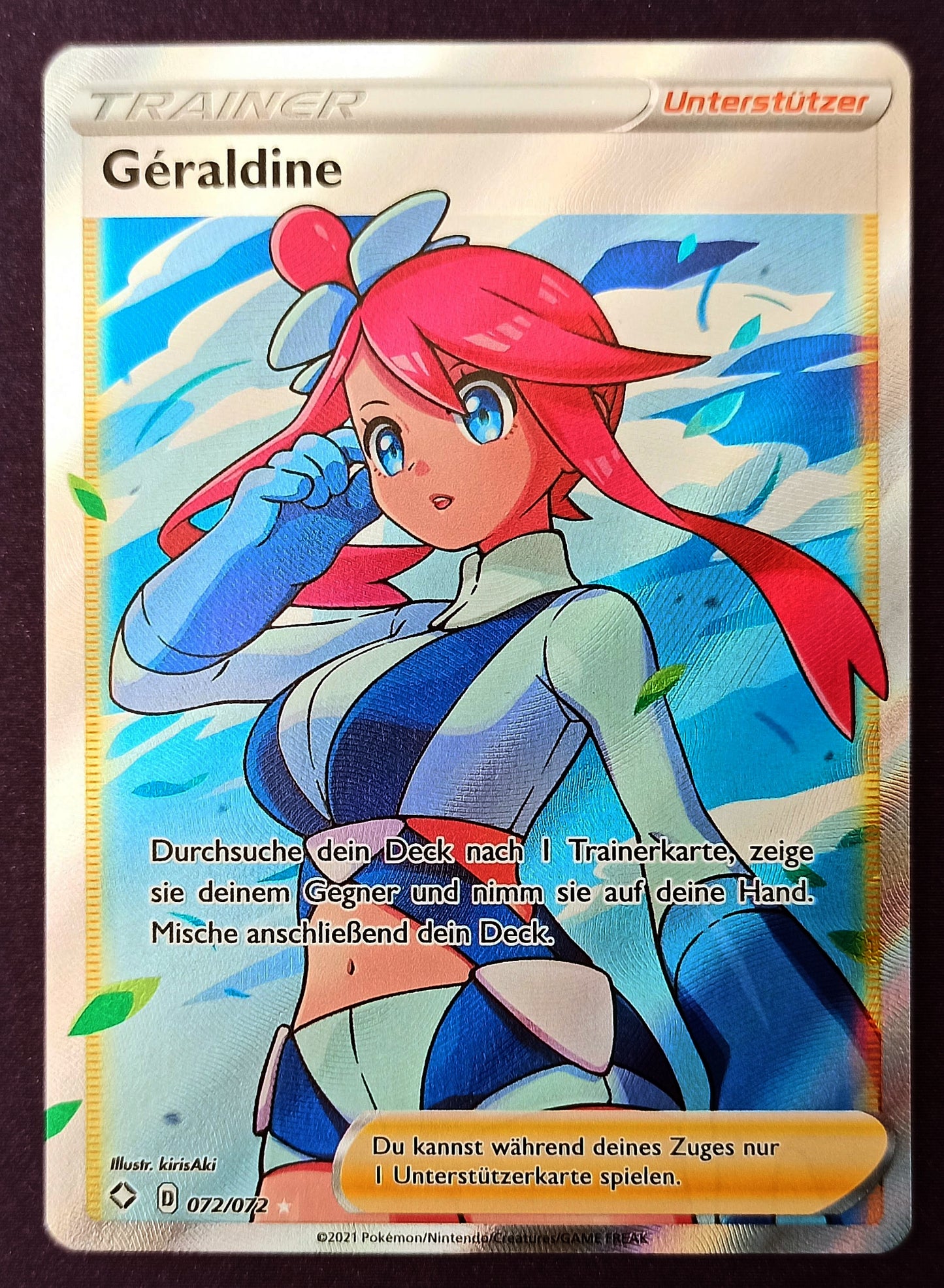Pokemon Karte Géraldine 072/072 Ultra-Rare Full-Art Waifu Trainer - Deutsch