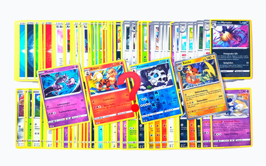 100 Pokémon-Karten - Deutsch - zufällig Sortiert und gemischt + 2 Reverse Holo + 2 Rare