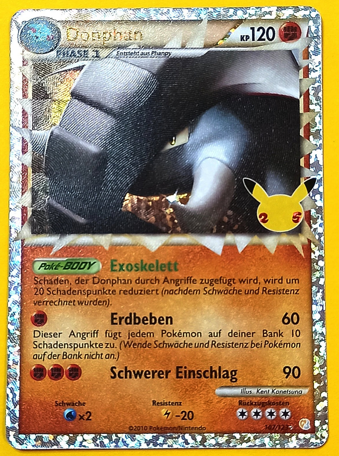 Pokemon Karte 25th Jubiläum HOLO RARE - Donphan 107/123