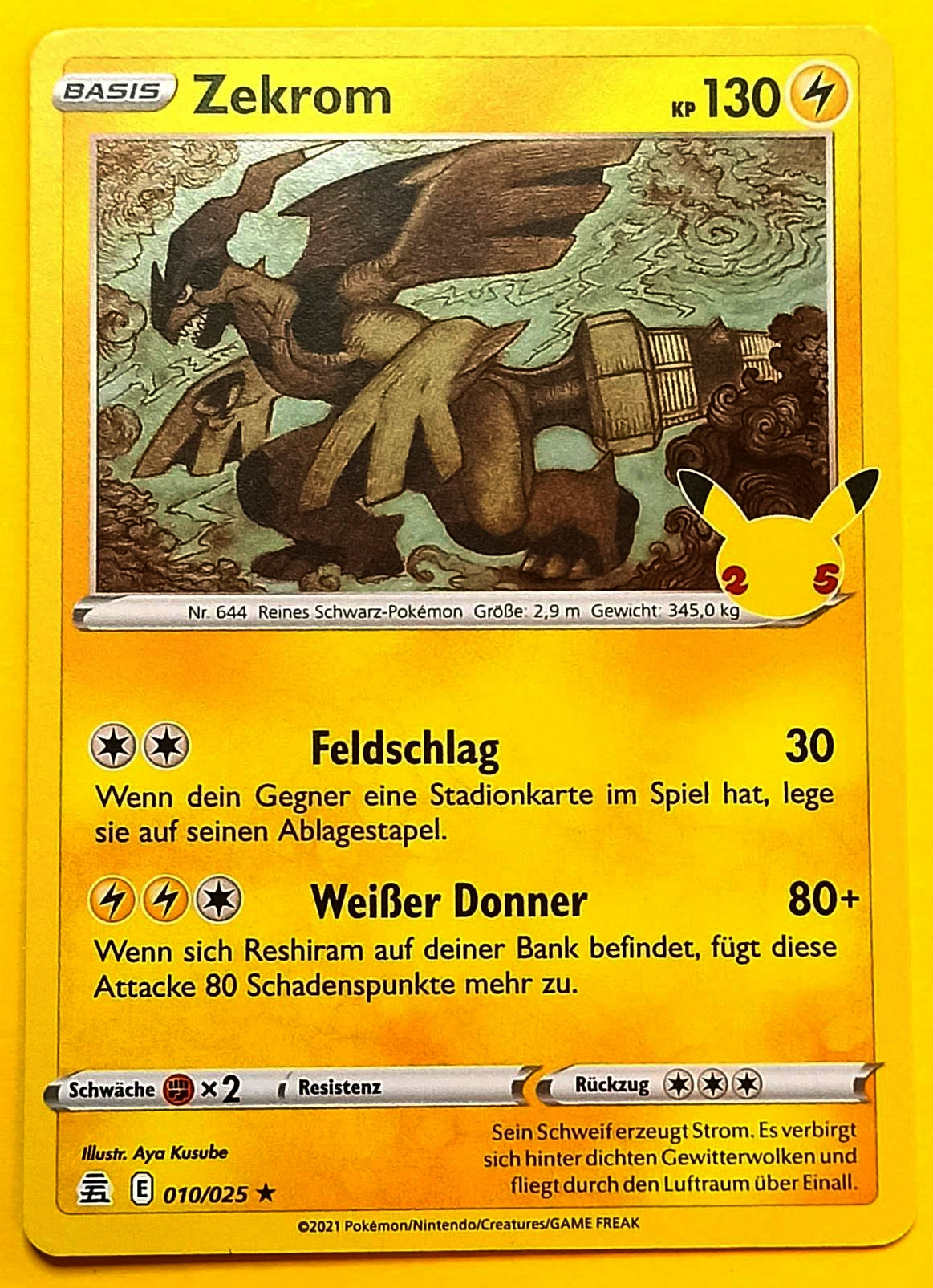 Pokemon Karte 25th Jubiläum HOLO RARE - Zekrom E10/25