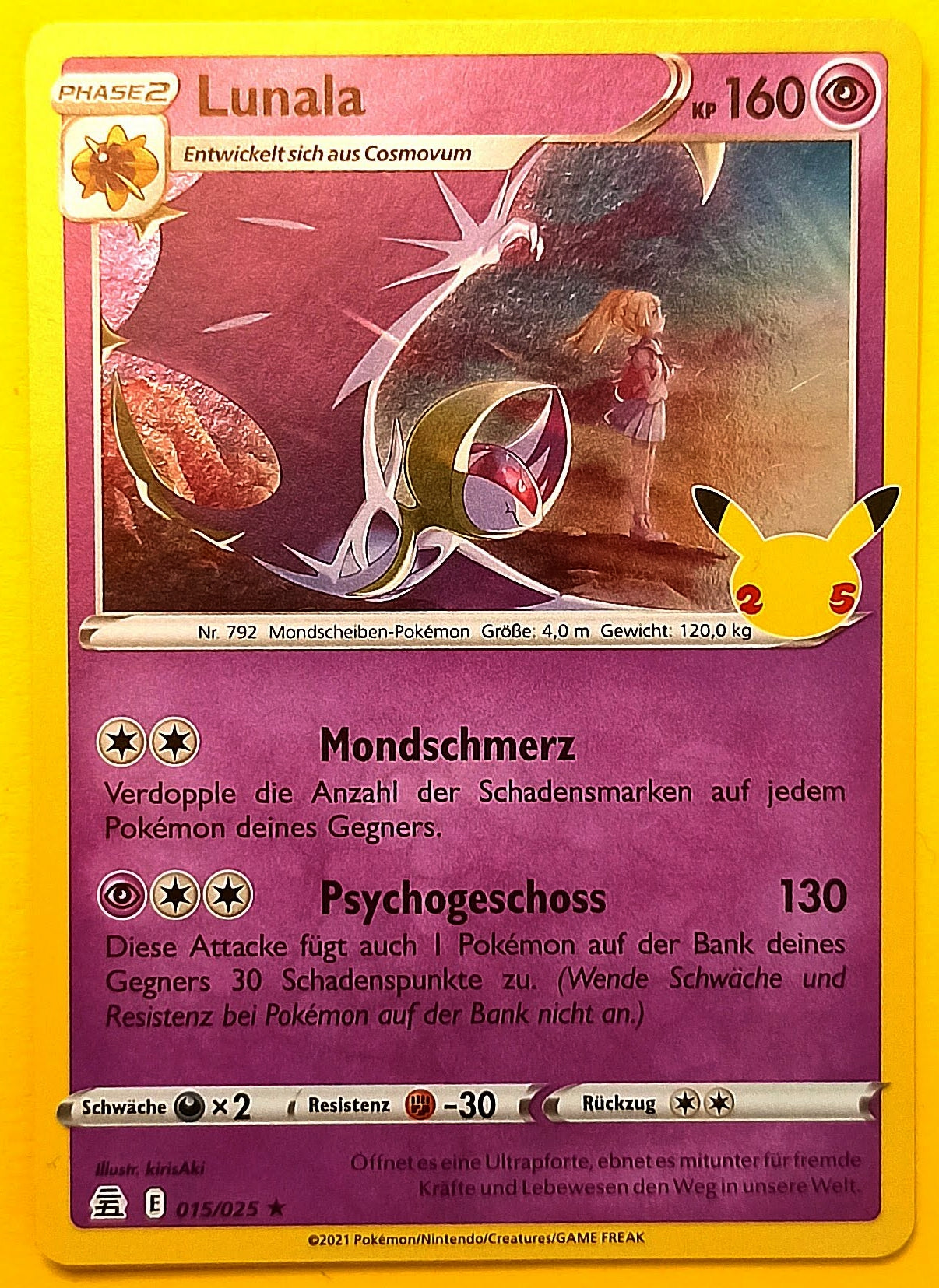 Pokemon Karte 25th Jubiläum HOLO RARE - Lunala E15/25