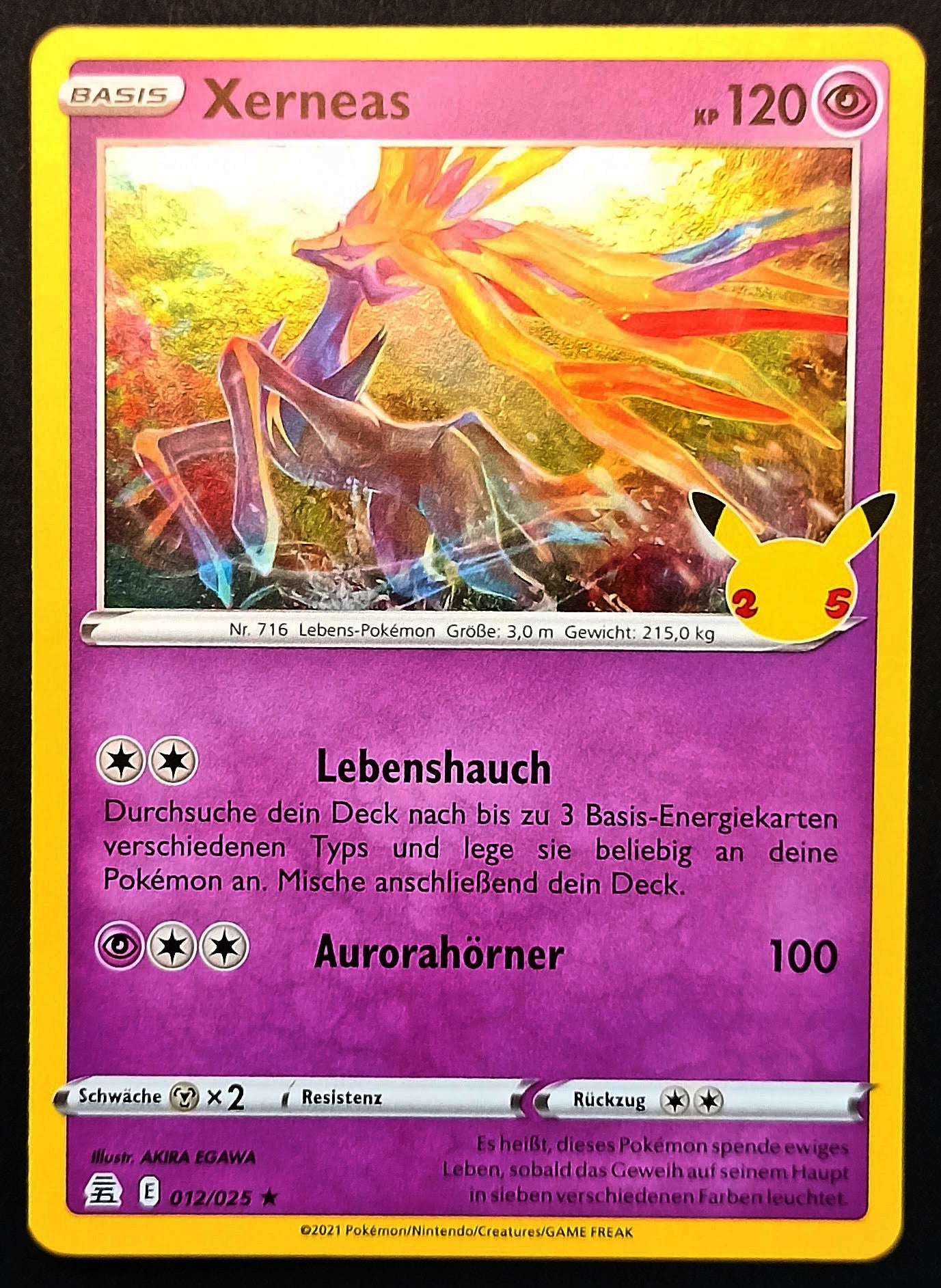 Pokemon Karte 25th Jubiläum HOLO RARE - Xerneas E12/25