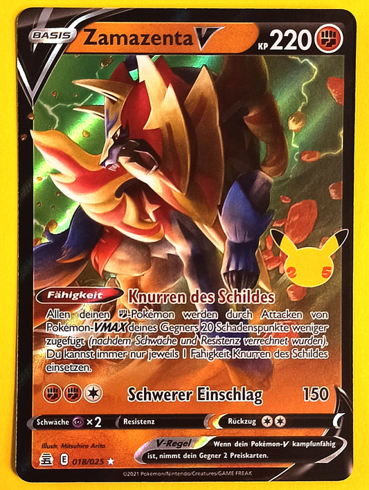 Pokemon Karte 25th Jubiläum ULTRA RARE FULLART - Zamazenta-V E18/25