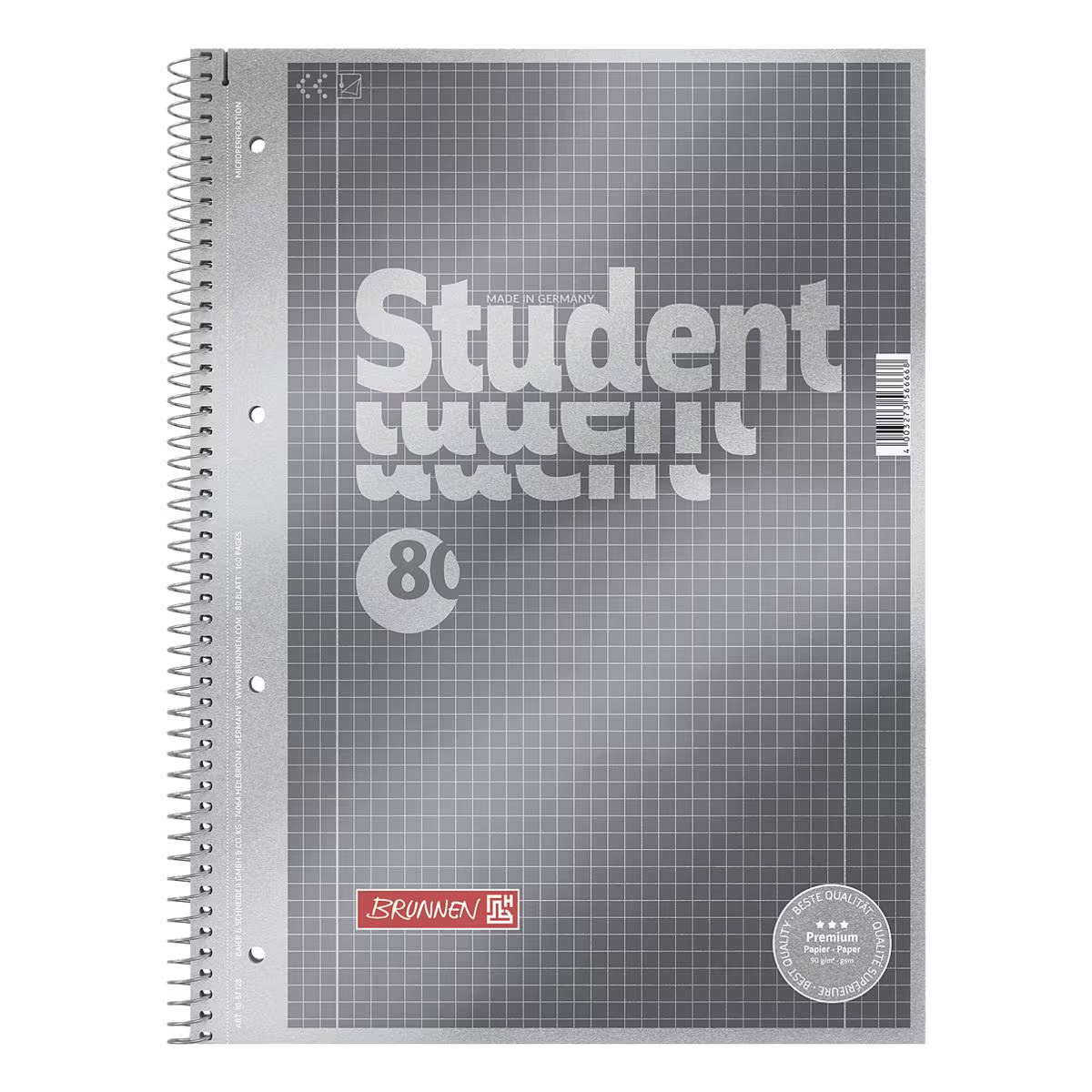 BRUNNEN Collegeblock A4 kariert Lin. 28, 80 Blatt, Spiralbindung