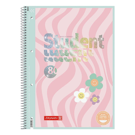 Brunnen Premium Student Happy Hippie Collegeblock A4 kariert 5x5mm - 80 Blatt