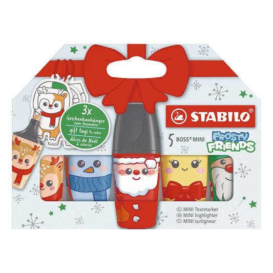 STABILO BOSS MINI Frosty Friends Textmarker 5er Set – Motiv Zufall