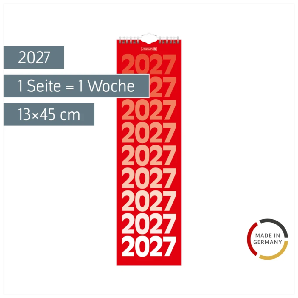 BRUNNEN Streifenkalender 2027, 13 x 45 cm, Wochenübersicht