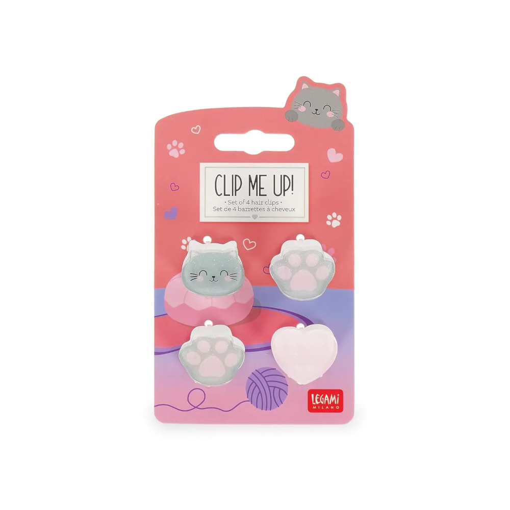 LEGAMI Clip Me Up! Mini-Haarspangen Kitty, 4er-Set