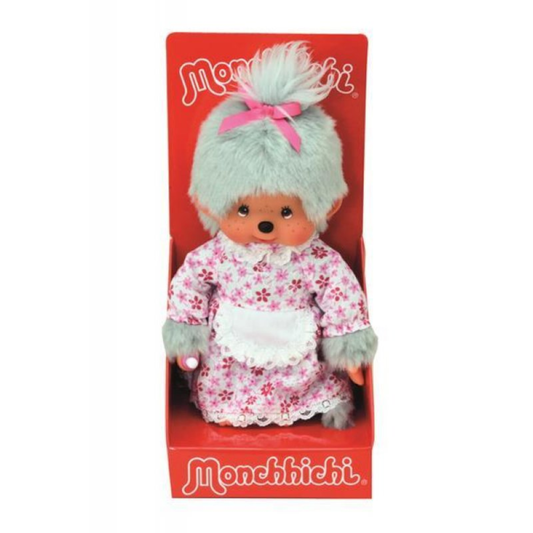 Monchhichi Plüschfigur Großmutter mit Kleid grau 20 cm