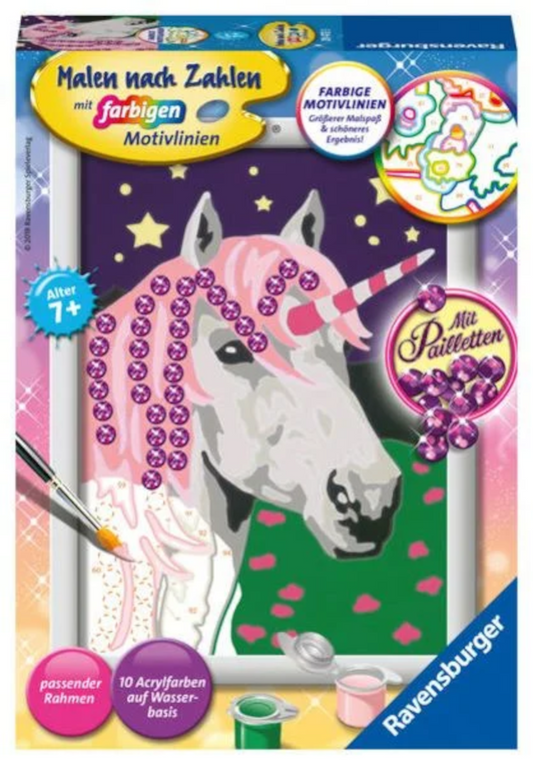 Ravensburger Malen nach Zahlen Einhorn mit Pailletten